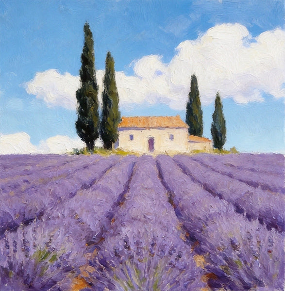 Small Canvas Artwork,Provence Afternoon in Purple Hues, Lavender Field Painting, Buy Small Artwork Online, Hand Painted Canvas Art, Original Landscape Paintings-Grace Painting Crafts