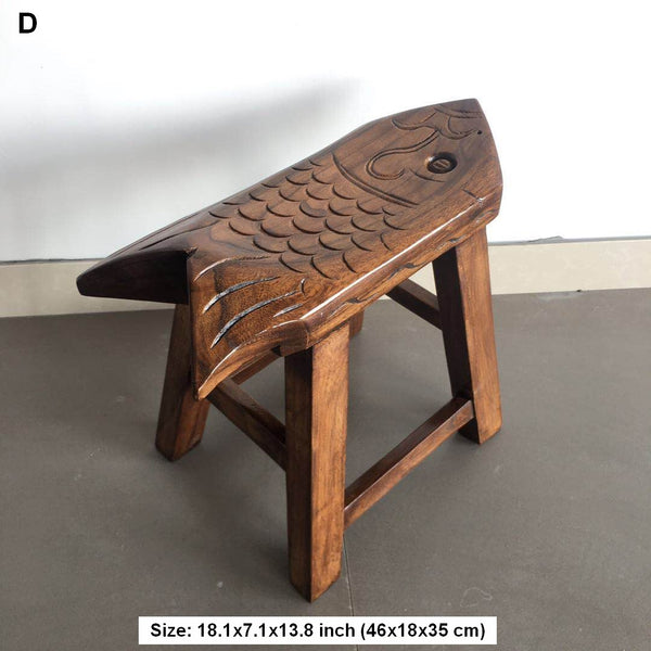 Handmade Solid Wood low Stool, Creative Shoe-changing Stool, Vintage Old Elm Wood Stool, Children's Wooden Stool, Sofa Stool, Dining Table Stool-Grace Painting Crafts