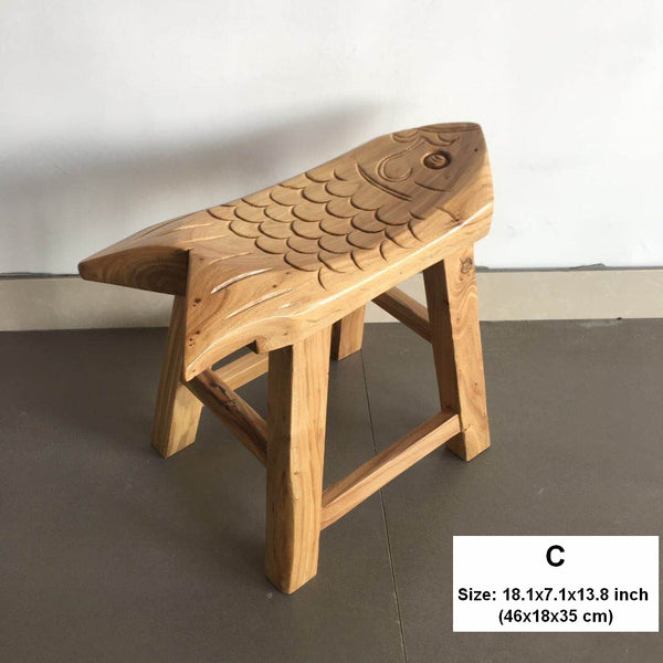Handmade Solid Wood low Stool, Creative Shoe-changing Stool, Old Elm Wood Stool, Children's Wooden Stool, Sofa Stool, Dining Table Stool-Grace Painting Crafts