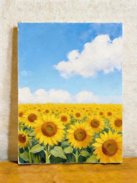 Small Canvas Wall Art Paintings, Original Landscape Paintings, Sunflower Field Painting, Buy Original Art Online, Hand Painted Canvas Artwork-Grace Painting Crafts