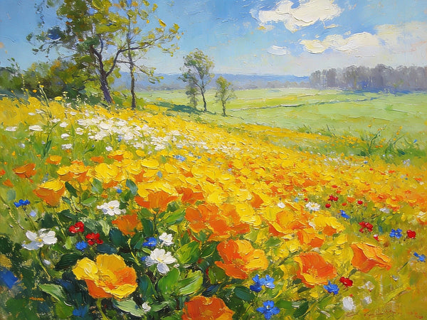 Small Paintings on Canvas, Spring Blooms in the Valley, Heavy Texture Paintings, Hand Painted Canvas Art, Original Small Landscape Paintings, Small Oil Paintings on Canvas-Grace Painting Crafts