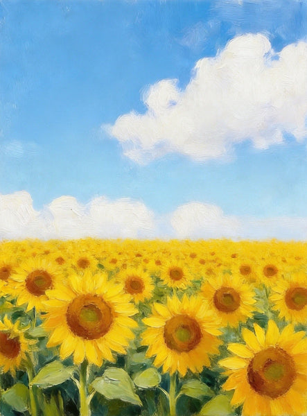 Small Canvas Wall Art Paintings, Original Landscape Paintings, Sunflower Field Painting, Buy Original Art Online, Hand Painted Canvas Artwork-Grace Painting Crafts