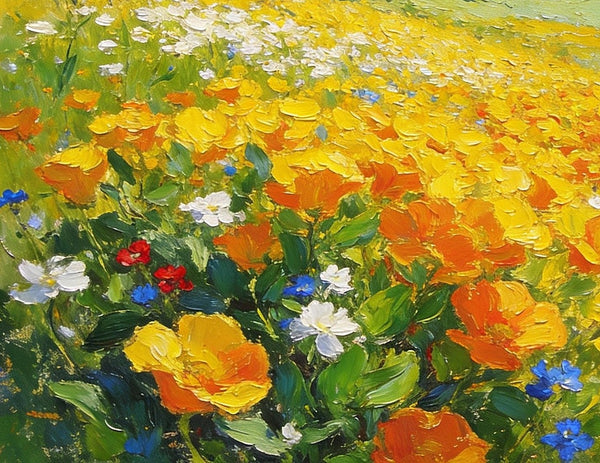 Small Paintings on Canvas, Spring Blooms in the Valley, Heavy Texture Paintings, Hand Painted Canvas Art, Original Small Landscape Paintings, Small Oil Paintings on Canvas-Grace Painting Crafts