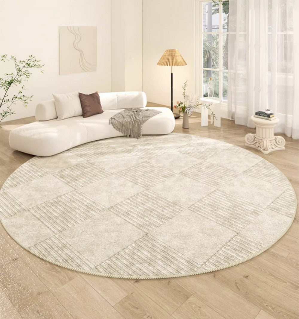 Living Room Contemporary Modern Rugs, Geometric Circular Rugs for Dining Room, Modern Rugs under Coffee Table, Abstract Modern Round Rugs for Bedroom-Grace Painting Crafts