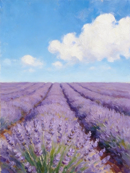 Sunny Lavender Farm View, Small Canvas Wall Art Paintings, Original Landscape Paintings, Buy Original Oil Paintings Online, Hand Painted Canvas Art-Grace Painting Crafts