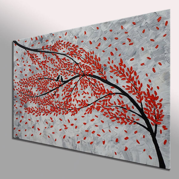 Large Canvas Paintings, Paintings for Living Room, Love Birds Painting, Original Wall Art Paintings, Abstract Acrylic Painting-Grace Painting Crafts