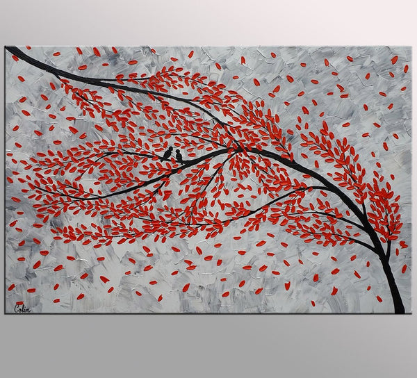 Large Canvas Paintings, Paintings for Living Room, Love Birds Painting, Original Wall Art Paintings, Abstract Acrylic Painting-Grace Painting Crafts