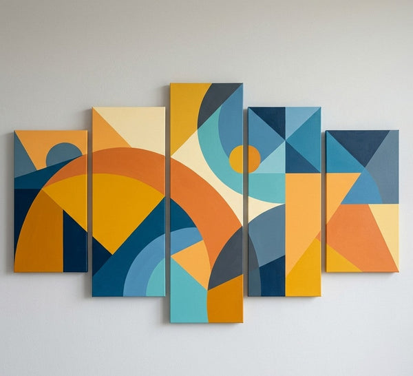 Oversized Yellow Abstract Paintings, Geometric Modern Art for Living Room, Contemporary Canvas Paintings-Grace Painting Crafts
