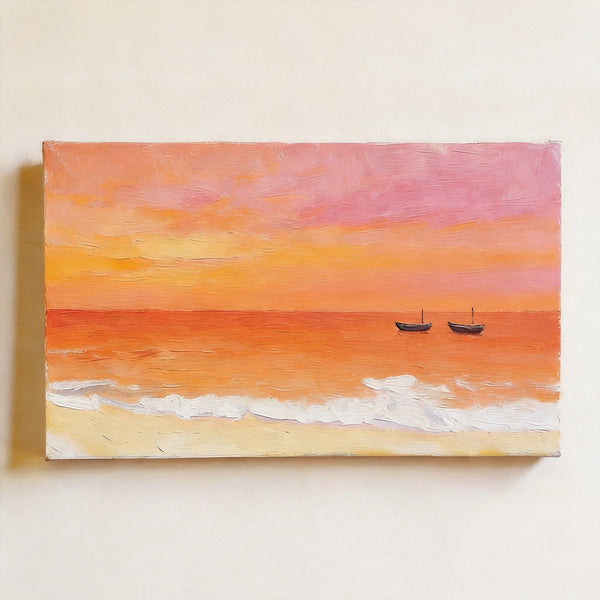 Original Seascape Paintings, Sunset Sails on the Sea, Small Canvas Wall Art Paintings, Hand Painted Canvas Art, Ready to Hang Small Paintings-Grace Painting Crafts