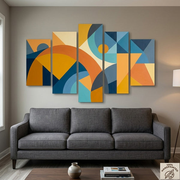Oversized Yellow Abstract Paintings, Geometric Modern Art for Living Room, Contemporary Canvas Paintings-Grace Painting Crafts