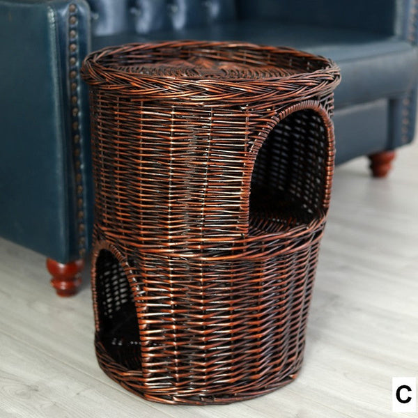 Large Cat House Basket with Washable Cushion for Indoor Cats and Dogs, Triple-Layer Cat Bed-Grace Painting Crafts
