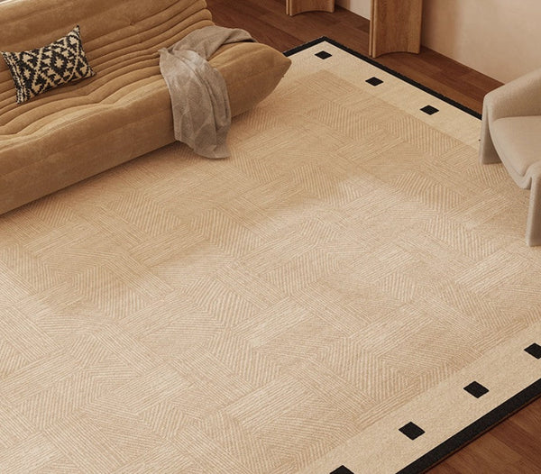 Mid Century Modern Rugs Next to Bed, Modern Rugs for Dining Room, Contemporary Rugs for Bedroom, Cream Modern Carpets for Living Room-Grace Painting Crafts