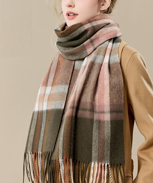 Warm Winter Scarf, Cold Weather Scarf, Soft Cashmere Scarf for Women, Checked Scarf Winter Wool Scarf, Elegant Wool Scarves, Holiday Scarf, Fashion Scarf, Christmas Gifts for Her-Grace Painting Crafts