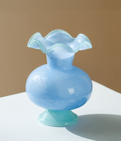 Unique Modern Glass Vase, Contemporary Vase for Modern Home Decor, Modern Glass Flower Vases, Handmade Liuli Vases, Centerpiece Vases on Table-Grace Painting Crafts