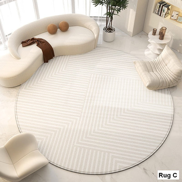Geometric Round Rugs for Dining Room, Modern Area Rugs for Bedroom, Circular Modern Rugs under Chairs, Contemporary Modern Rug for Living Room-Grace Painting Crafts