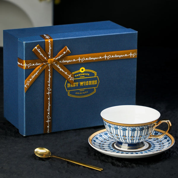Porcelain Coffee Cup with Saucer, British Royal Tea Cup and Saucer Set in Gift Box, Ceramic Tea Cup and Saucer Set, Porcelain Tea Cup and Saucer Set-Grace Painting Crafts