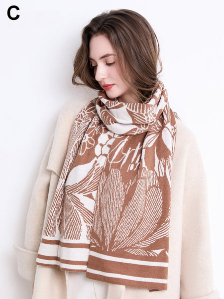 Casual Scarf for Women, Cold Weather Scarves, Soft Wool Scarf for Women, Modern Wool Scarf for Women-Grace Painting Crafts