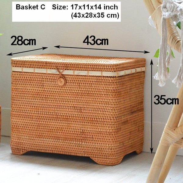 Large Laundry Storage Basket for Clothes, Rectangular Storage Basket, Rattan Baskets, Storage Baskets for Bedroom, Storage Baskets for Shelves-Grace Painting Crafts