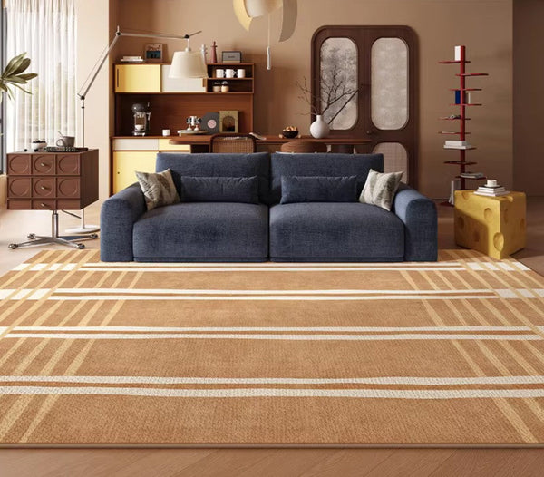 Geometric Modern Rugs for Dining Room, Large Modern Rugs for Living Room, Bedroom Modern Rugs, Cream Color Contemporary Modern Rugs-Grace Painting Crafts