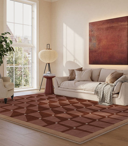 Modern Living Room Rug Ideas, Modern Rugs for Dining Room, Mid Century Modern Rugs Next to Bed, Thick Contemporary Rugs for Bedroom-Grace Painting Crafts