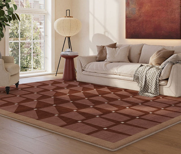 Modern Living Room Rug Ideas, Modern Rugs for Dining Room, Mid Century Modern Rugs Next to Bed, Thick Contemporary Rugs for Bedroom-Grace Painting Crafts