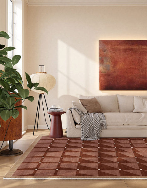 Modern Living Room Rug Ideas, Modern Rugs for Dining Room, Mid Century Modern Rugs Next to Bed, Thick Contemporary Rugs for Bedroom-Grace Painting Crafts