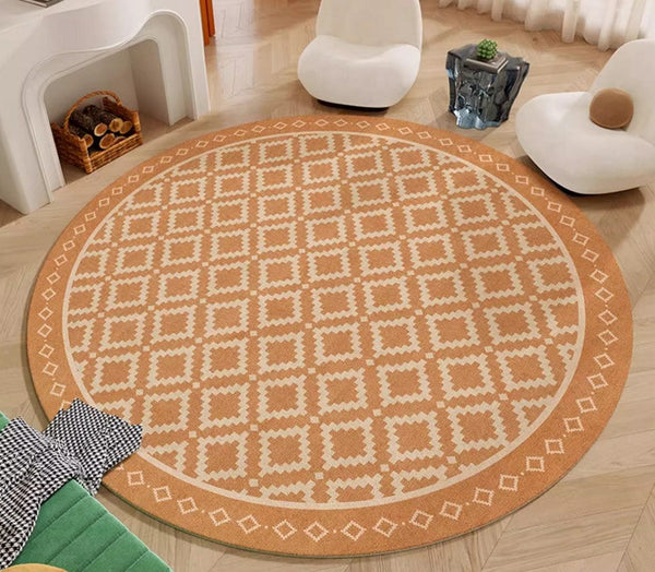 Abstract Modern Area Rugs for Bedroom, Contemporary Modern Rug for Living Room, Geometric Round Rugs for Dining Room, Circular Modern Rugs under Chairs-Grace Painting Crafts