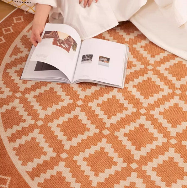 Abstract Modern Area Rugs for Bedroom, Contemporary Modern Rug for Living Room, Geometric Round Rugs for Dining Room, Circular Modern Rugs under Chairs-Grace Painting Crafts