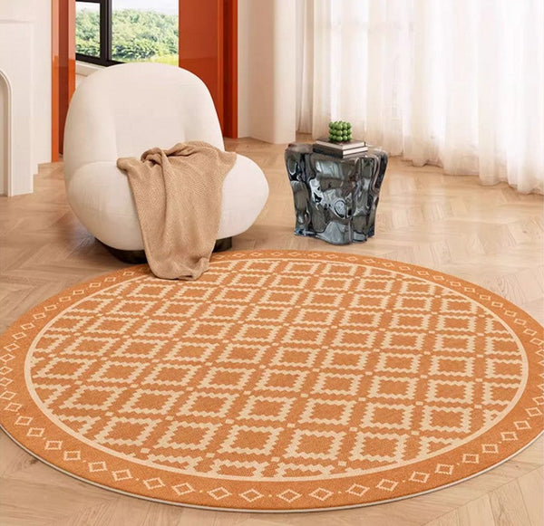 Abstract Modern Area Rugs for Bedroom, Contemporary Modern Rug for Living Room, Geometric Round Rugs for Dining Room, Circular Modern Rugs under Chairs-Grace Painting Crafts