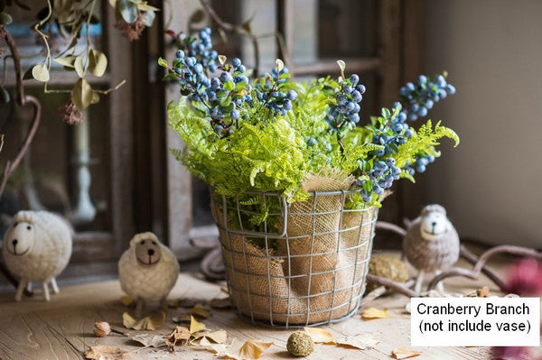 Simple Artificial Flowers for Home Decoration, Flower Arrangement Ideas for Living Room, Blue Cranberry Fruit Branch, Spring Artificial Floral for Bedroom-Grace Painting Crafts