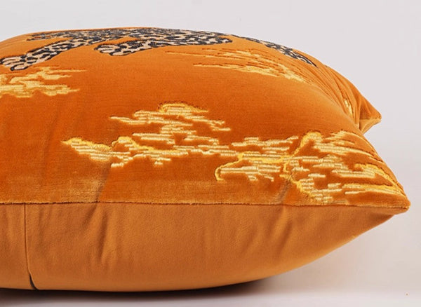 Contemporary Modern Sofa Pillows, Yellow Embroidery Tiger Pattern Pillows for Couch, Decorative Throw Pillows for Bedroom, Large Modern Sofa Pillow for Living Room-Grace Painting Crafts