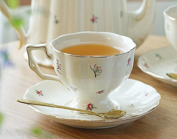 Bone China Porcelain Tea Cup Set, Beautiful British Tea Cups, Traditional English Tea Cups and Saucers, Unique Ceramic Coffee Cups-Grace Painting Crafts