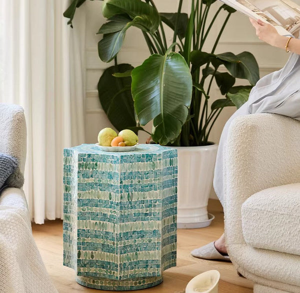Contemporary Side Table, Contemporary Bedside Table, Bedside Small Side Table, Shell Small Sofa Side Table, Modern Side Table, Small End Table, Portable Casual Side Table, Creative Coffee Table-Grace Painting Crafts