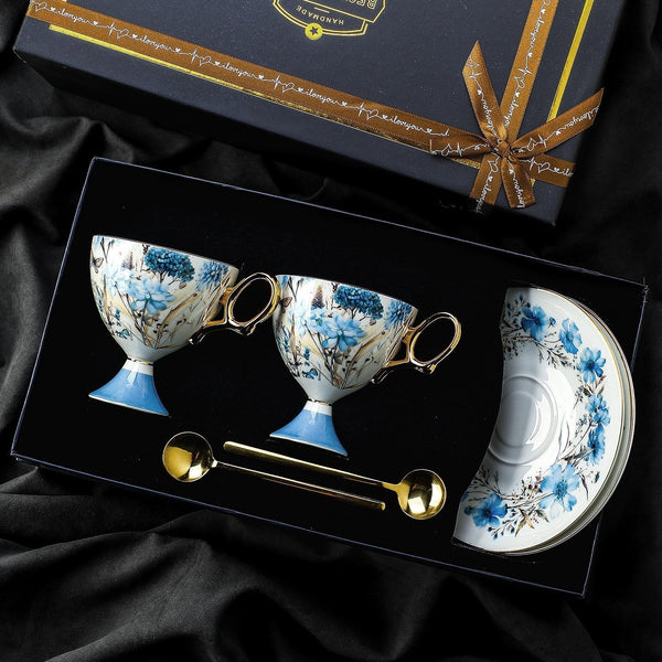 Elegant Ceramic Coffee Cup with Saucer, British Tea Cup set, Ceramic Tea Cup and Saucer Set in Gift Box, Porcelain Tea Cup Set and Saucer Set-Grace Painting Crafts