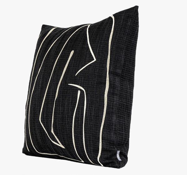 Geometric Square Modern Throw Pillows for Couch, Abstract Black Decorative Throw Pillows, Large Contemporary Throw Pillow for Interior Design-Grace Painting Crafts