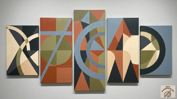 Large Canvas Paintings for Living Room, Geometric Modern Art, Contemporary Abstract Painting, Hand Painted Acrylic Artwork