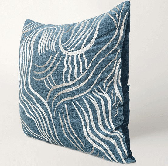 Blue Modern Sofa Pillow, Modern Throw Pillows, Modern Throw Pillow for Couch, Blue Decorative Pillow, Throw Pillow for Living Room-Grace Painting Crafts