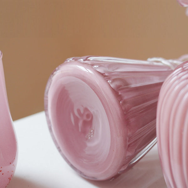 Centerpiece Contemporary Vases on Table, Pink Decorative Glass Vase, Mid Century Glass Vases, Handmade Modern Vases for Bedroom, Modern Glass Vase for Flowers-Grace Painting Crafts