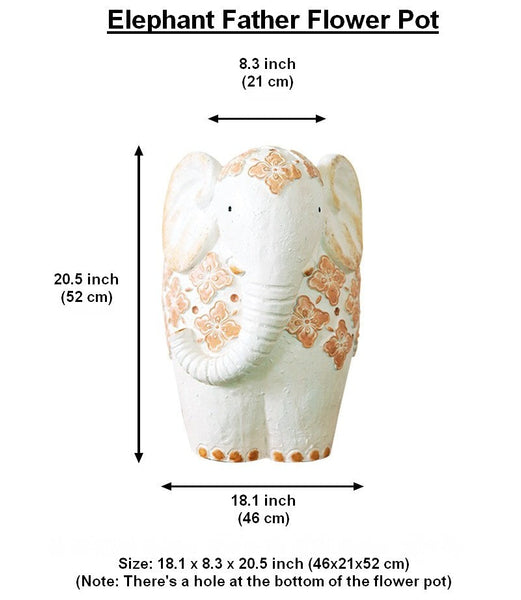 Animal Statue for Garden Ornaments, Oversized Modern Garden Flower Pot, Extra Large Elephant Garden Flowerpots, Resin Statue for Garden, Villa Outdoor Garden Flower Pots-Grace Painting Crafts