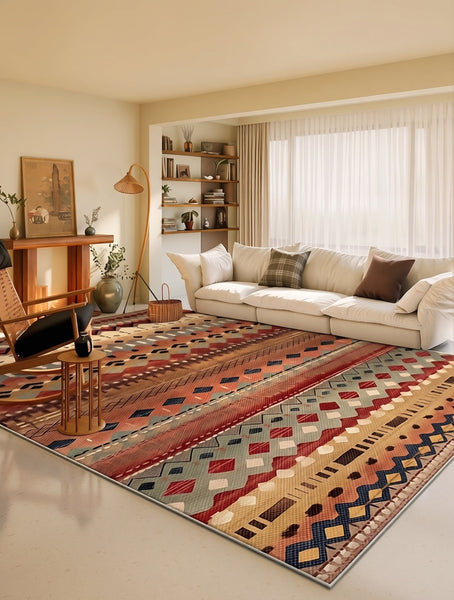 Bohemian Style Carpets for Living Room, Colorful Abstract Rugs for Dining Room, Contemporary Rugs for Bedroom, Mid Century Modern Rugs Next to Bed