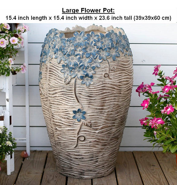 Extra Large Garden Flower Planters, Oversized Garden Flower Pot, Garden Ornaments, Large Resin Gardern Flower Planter, Modern Outdoor Garden Flower Pots-Grace Painting Crafts