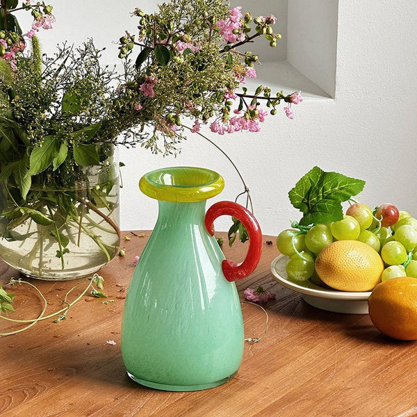 Small Flower Vase, Modern Glass Flower Vases, Handmade Glass Bud Vases, Water Holding Flower Vases, Flower Vases on Table-Grace Painting Crafts