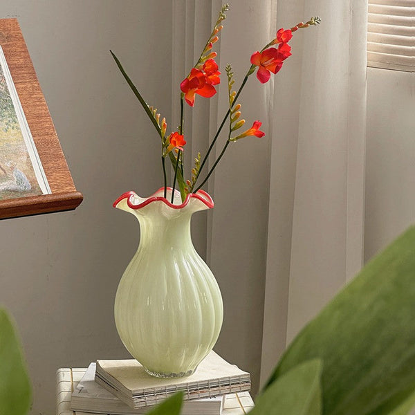Unique Handmade Vase for Flowers, French Vintage Glass Flower Vases, Glass Bud Vases, Flower Vases on Table-Grace Painting Crafts