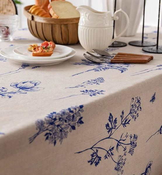 Dining Room Flower Table Cloths, Large Rectangular Table Covers for Kitchen, Farmhouse Table Cloth, Wedding Tablecloth, Square Tablecloth for Oval Table-Grace Painting Crafts
