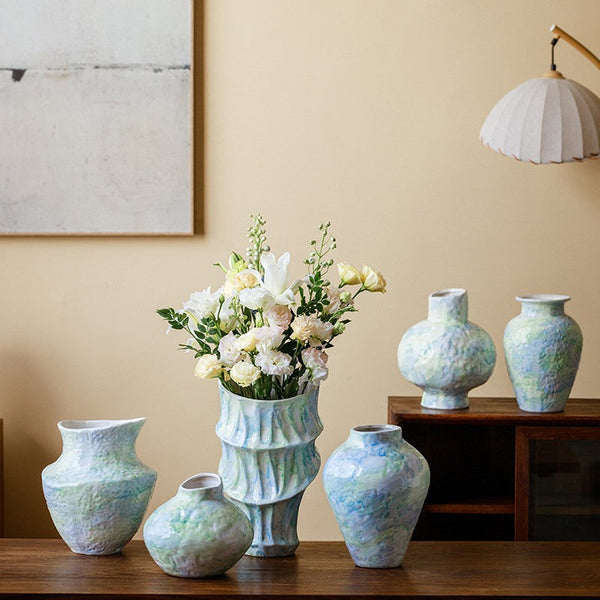 Modern Porcelain Flower Vases, Handmade Water Holding Flower Vases, Centerpiece on Dining Table, Ceramic Bouquet Vases, Flower Vases on Table-Grace Painting Crafts
