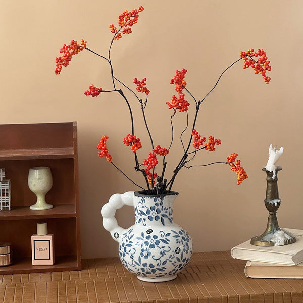 Handmade Water Holding Flower Vases, Rustic Porcelain Flower Vases, Ceramic Bud Vases, Small Flower Vases on Table-Grace Painting Crafts
