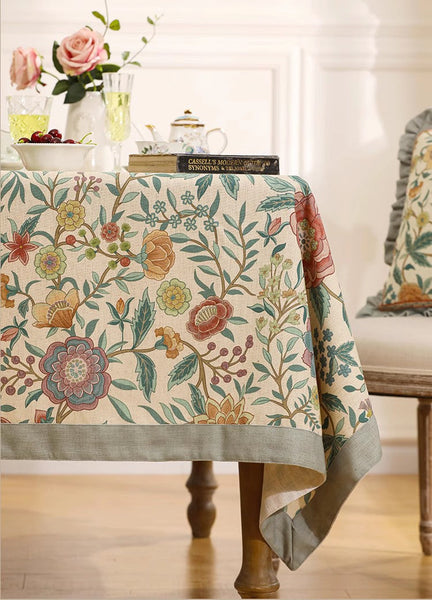 Flower Farmhouse Table Cover, Modern Tablecloth, Rectangle Tablecloth Ideas for Dining Table, Square Linen Tablecloth for Coffee Table-Grace Painting Crafts