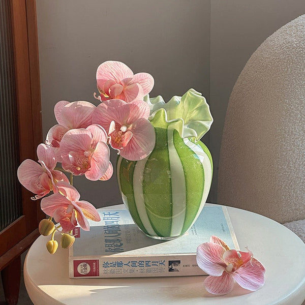 Creative Modern Vase for Flowers, Handmade Flower Vases on Table, Modern Contemporary Vases, Green Glass Flower Vases, Green Bud Vases-Grace Painting Crafts