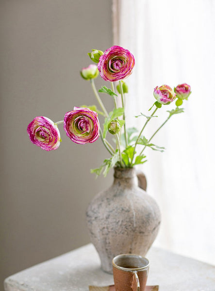 Flower Arrangement Ideas for Dining Room Table, Ranunculus Asiaticus Flowers, Simple Modern Floral Arrangement Ideas for Home Decoration, Spring Artificial Floral for Bedroom-Grace Painting Crafts