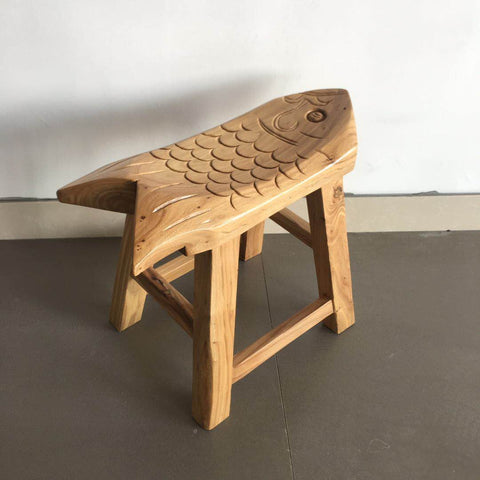 Handmade Solid Wood low Stool, Creative Shoe-changing Stool, Old Elm Wood Stool, Children's Wooden Stool, Sofa Stool, Dining Table Stool-Grace Painting Crafts